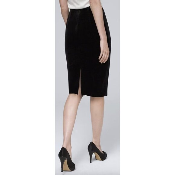 WHITE HOUSE BLACK MARKET Velvet Pencil Skirt Academia Officecore Y2K US 2 Petite - Picture 2 of 12